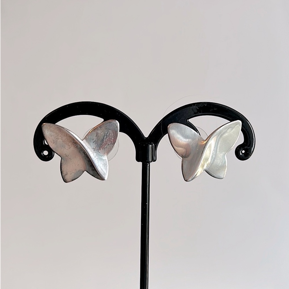 Vintage sterling silver contemporary butterfly earrings post back